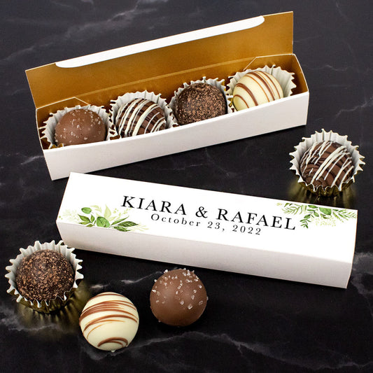 Personalized Truffle Box Wedding Favors Greenery - 4 pcs
