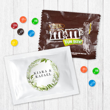 Personalized Wedding Botanicals Greenery Candy Favor Bag - M&Ms or Skittles