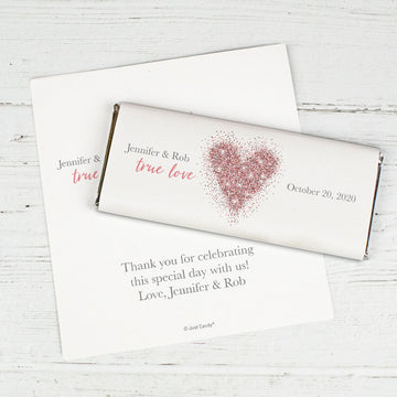 Personalized Wedding True Love Sparkles Chocolate Bar Wrappers Only