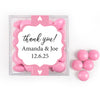 Personalized Wedding Hearts JUST CANDY® favor cube with Just Candy Milk Chocolate Minis