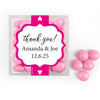 Personalized Wedding Hearts JUST CANDY® favor cube with Just Candy Milk Chocolate Minis