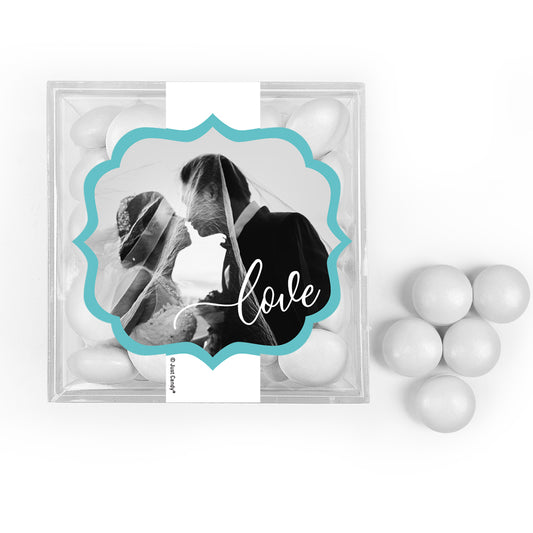 Personalized Wedding Photo Love JUST CANDY® favor cube with Just Candy Milk Chocolate Minis