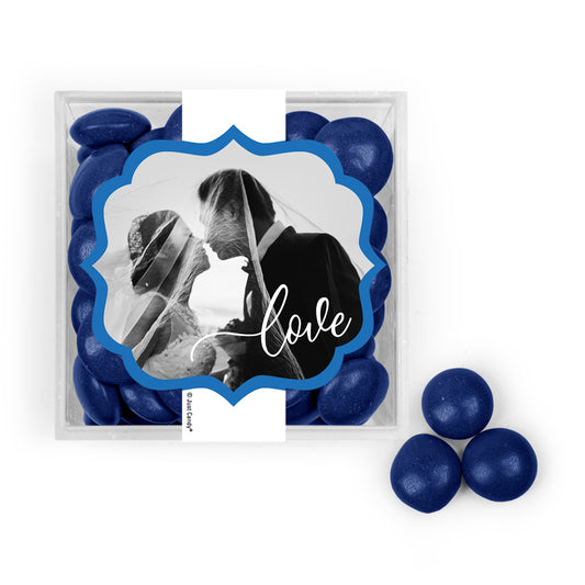 Personalized Wedding Photo Love JUST CANDY favor cube with Just Candy Milk Chocolate Minis