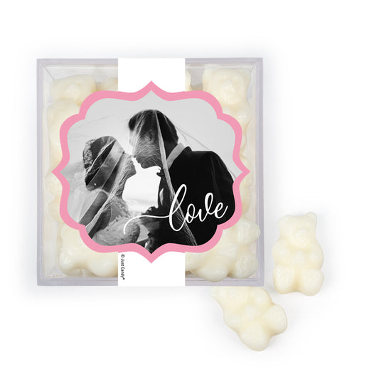 Personalized Wedding Photo Love JUST CANDY® favor cube with Gummy Bears