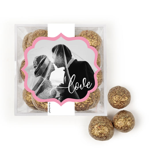 Personalized Wedding Photo JUST CANDY® favor cube with Prosecco Cordials