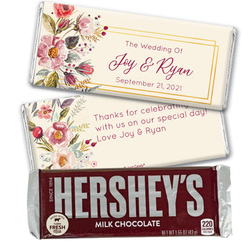 Personalized Wedding Blooming Bouquet Hershey's Milk Chocolate Bar & Wrapper