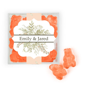 Personalized Wedding Wildflower JUST CANDY favor cube with Gummy Bears