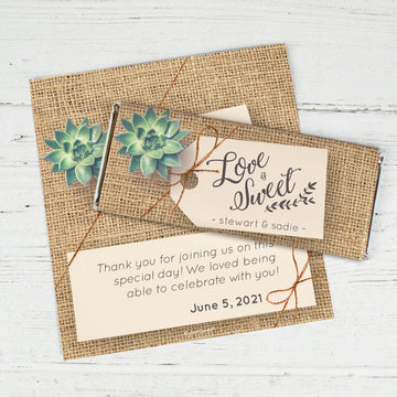 Personalized Wedding Sweet Burlap Chocolate Bar Wrappers