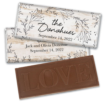 Personalized Wedding Delicate Botanicals Embossed Chocolate Bar & Wrapper