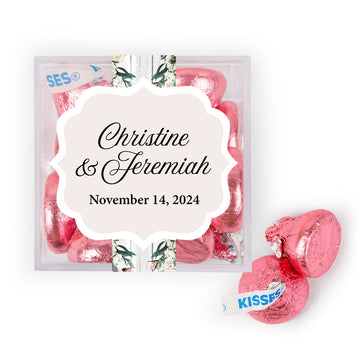 Personalized Photo Elegant Arrangement JUST CANDY favor cube with Hershey's Kisses