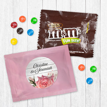 Personalized Wedding Elegant Arrangement Candy Favor Bag - M&Ms or Skittles