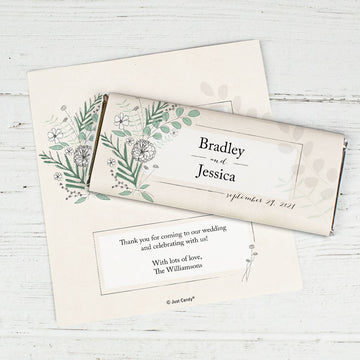 Personalized Wedding Romantic Flora Chocolate Bar Wrappers
