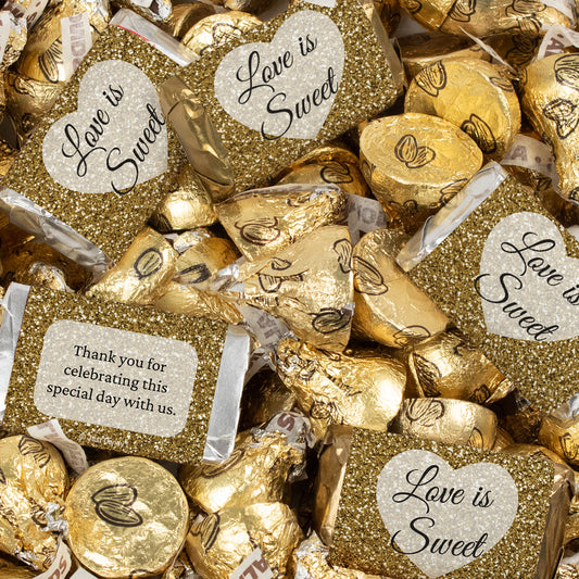 Wedding Hershey's Chocolate Candy Mix Kisses & Miniatures - Glitter Heart