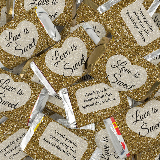 Wedding Wrapped Hershey's Miniatures - Glitter Heart