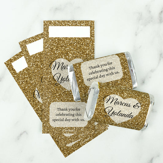 Wedding Personalized Hershey's Miniatures Wrappers Only - Glitter Heart