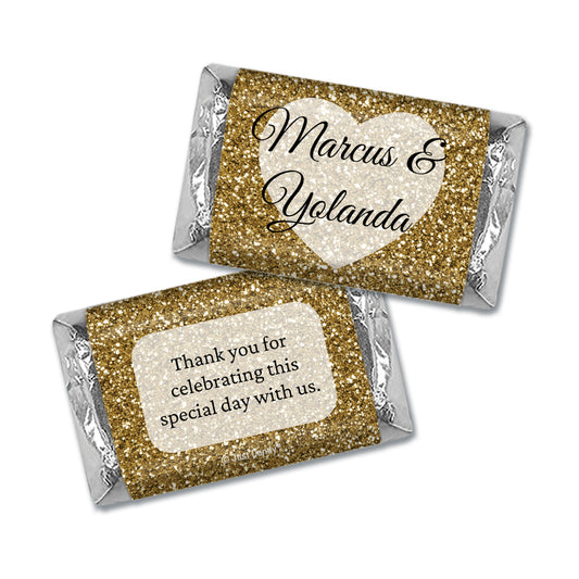 Wedding Personalized Wrapped Hershey's Miniatures - Glitter Heart