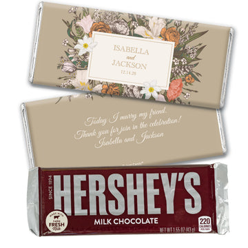 Floral Wedding Favor Personalized Hershey's Milk Chocolate Bar