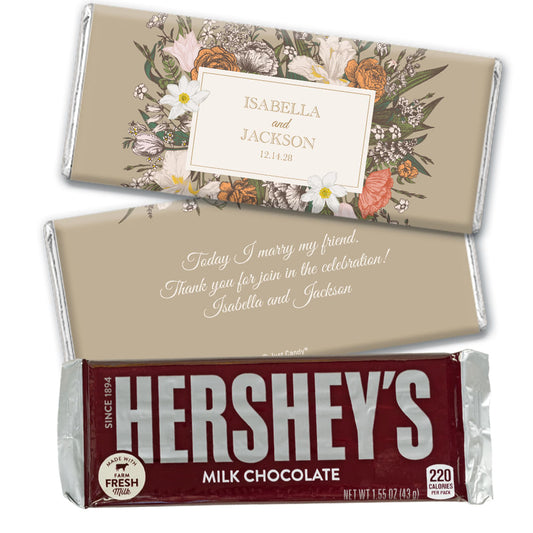 Floral Wedding Favor Personalized Hershey's Milk Chocolate Bar