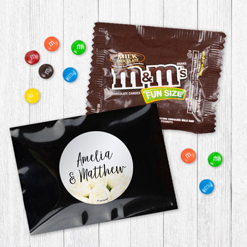 Personalized Wedding Timeless Roses Candy Favor Bag - M&Ms or Skittles