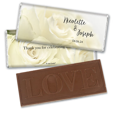 Wedding Favor Personalized Embossed Chocolate Bar White Rose