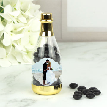 Personalized Wedding Photo Champagne Bottle with Just Candy Chocolate Minis