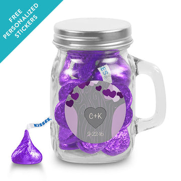 Wedding Favor Personalized Mini Mason Mug Tree of Love (12 Pack)