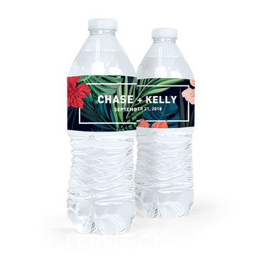 Personalized Wedding Tropics Water Bottle Sticker Labels (5 Labels)