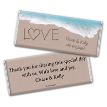 Engagement Party Personalized Chocolate Bar Wrappers Sand Writing Love by the Sea