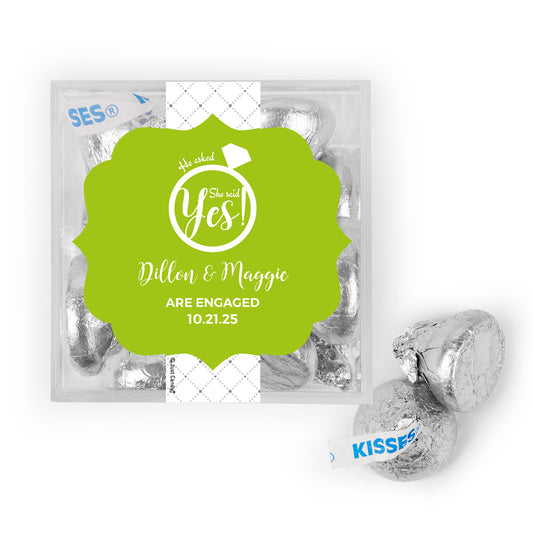 Personalized Wedding Engagement She Said Yes! Ring JUST CANDY® favor cube with Hershey's Kisses