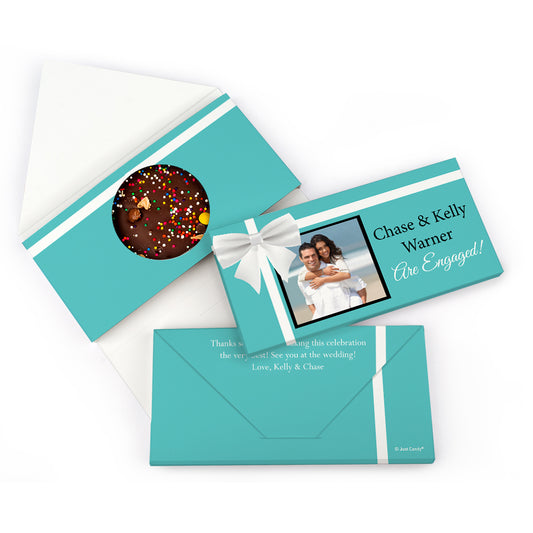Personalized Engagement Tiffany Bow Gourmet Infused Belgian Chocolate Bars (3.5oz)