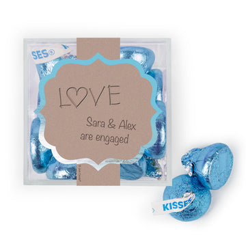 Personalized Wedding Engagement Love in the Sand JUST CANDY favor cube with Hershey's Kisses