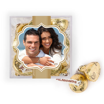 Personalized Wedding Engagement Photo JUST CANDY favor cube with Hershey's Kisses