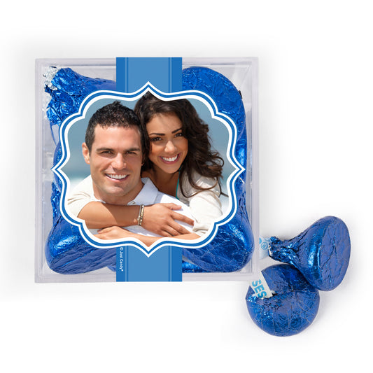 Personalized Wedding Engagement Photo JUST CANDY favor cube with Hershey's Kisses