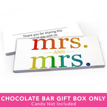 Deluxe Personalized Lesbian Wedding Mrs. & Mrs. Rainbow Candy Bar Favor Box