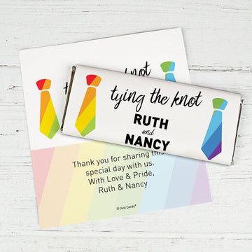 Personalized LGBT Wedding Tying the Knot Chocolate Bar Wrappers Only