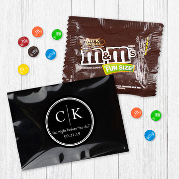 Personalized Wedding Rehearsal Dinner Side by Side Candy Favor Bag - M&Ms or Skittles