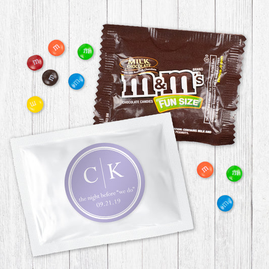Personalized Wedding Rehearsal Dinner Side by Side Milk Chocolate M&Ms Favor Bag