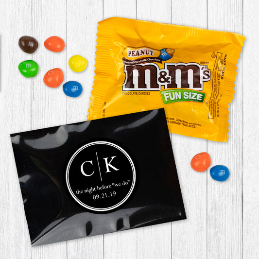 Personalized Wedding Rehearsal Dinner Side by Side Peanut M&Ms Favor Bag