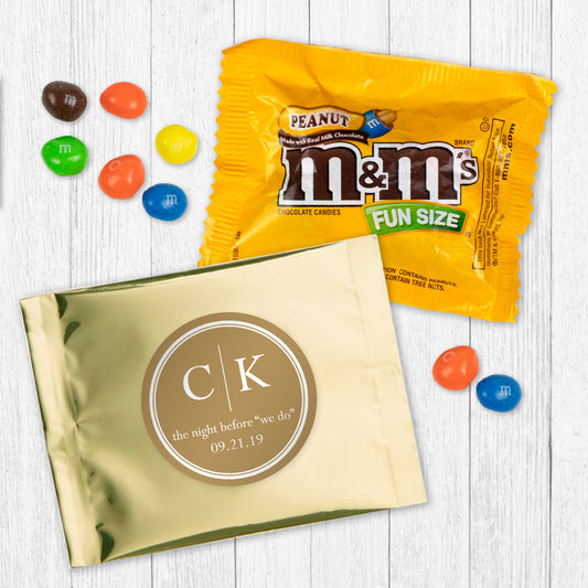 Personalized Wedding Rehearsal Dinner Side by Side Peanut M&Ms Favor Bag