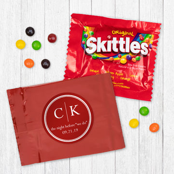 Personalized Wedding Rehearsal Dinner Side by Side Skittles Favor Bag
