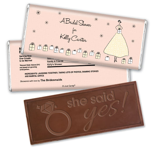 Bridal Shower Favor Personalized Embossed Chocolate Bar Many Gifts
