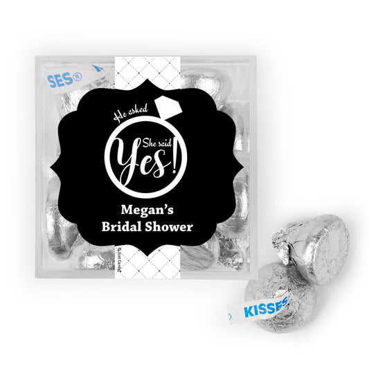 Personalized Bridal Shower She Said Yes! JUST CANDY® favor cube with Hershey's Kisses