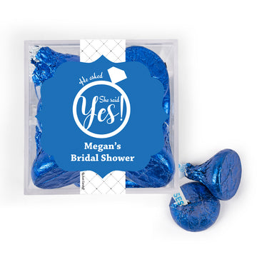 Personalized Bridal Shower She Said Yes! JUST CANDY favor cube with Hershey's Kisses