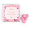 Personalized Bridal Shower Pink Pastel Floral JUST CANDY® favor cube with Just Candy Milk Chocolate Minis