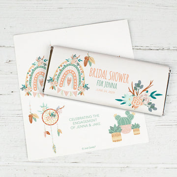 Boho Personalized Bridal Shower Favor Chocolate Bar Wrappers