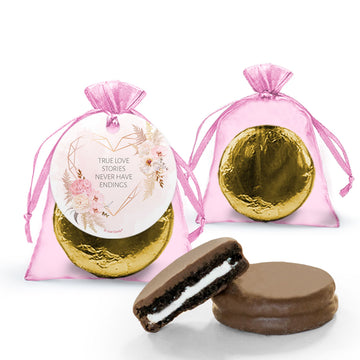Personalized Bridal Shower Floral Heart Chocolate Covered Oreo Organza Bag