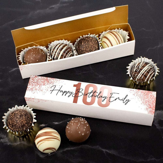 Personalized Truffle Box Birthday Favors Rose Gold 100 - 4 pcs