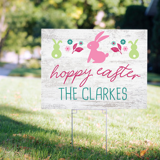 Personalized Hoppy Easter Yard Sign and Stake
