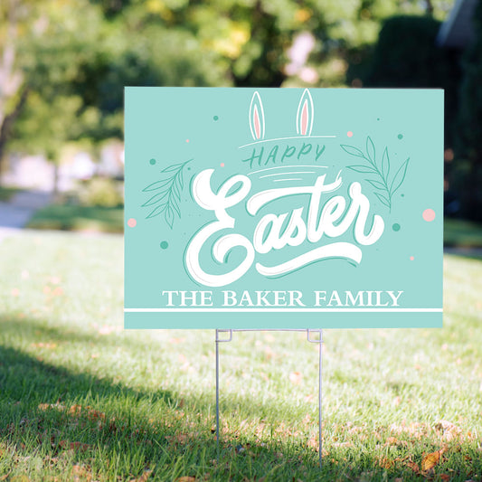 Personalized Happy Easter Yard Sign and Stake