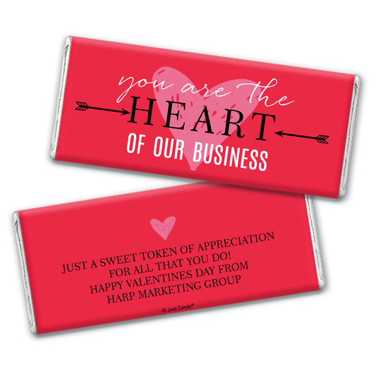 Personalized Valentine's Day Heart of Our Business Hershey's Milk Chocolate Bar and Wrapper